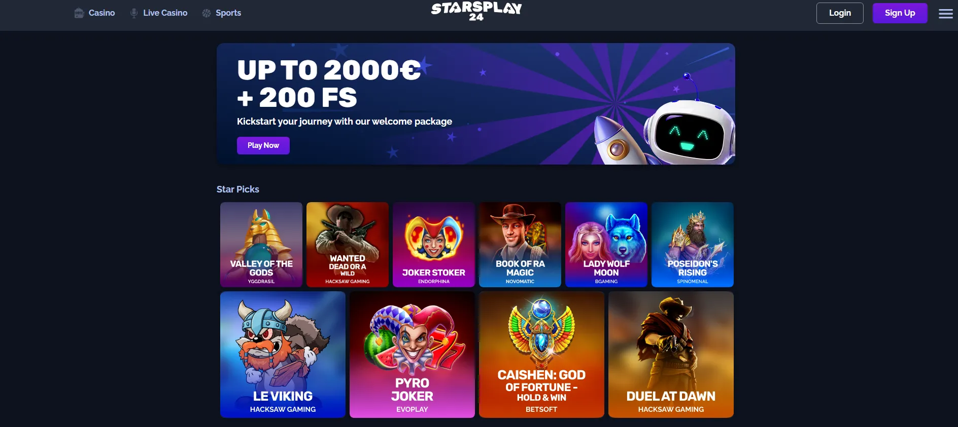 StarsPlay24 home